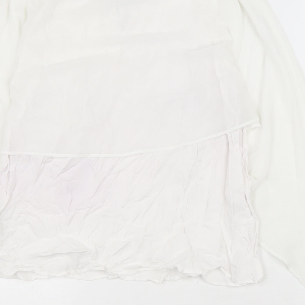 Zara Womens White Polyester Basic Blouse Size M Boat Neck