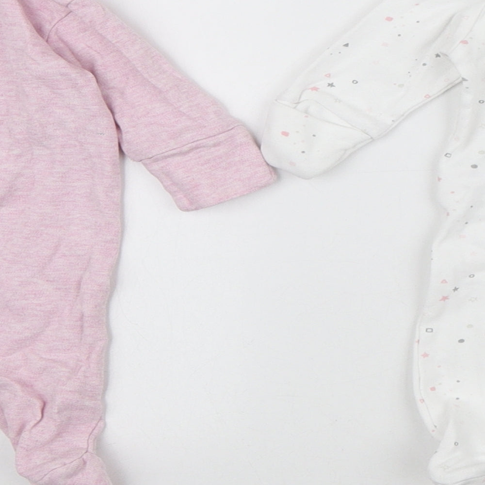 Next Girls Pink Geometric Cotton Bodysuit Outfit/Set Size 12 Months Snap - Bunny