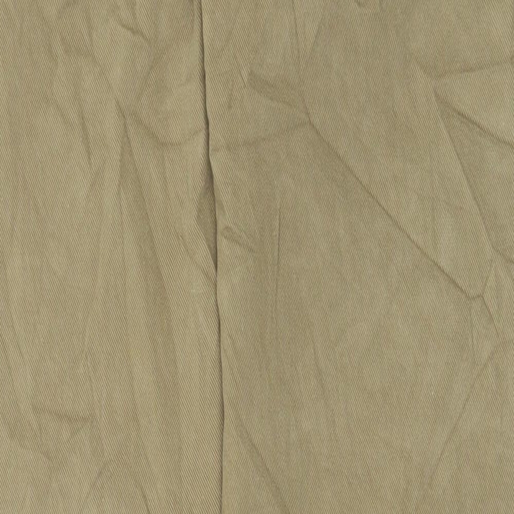 Marks and Spencer Womens Beige Cotton Chino Trousers Size 30 in L33 in Regular Button