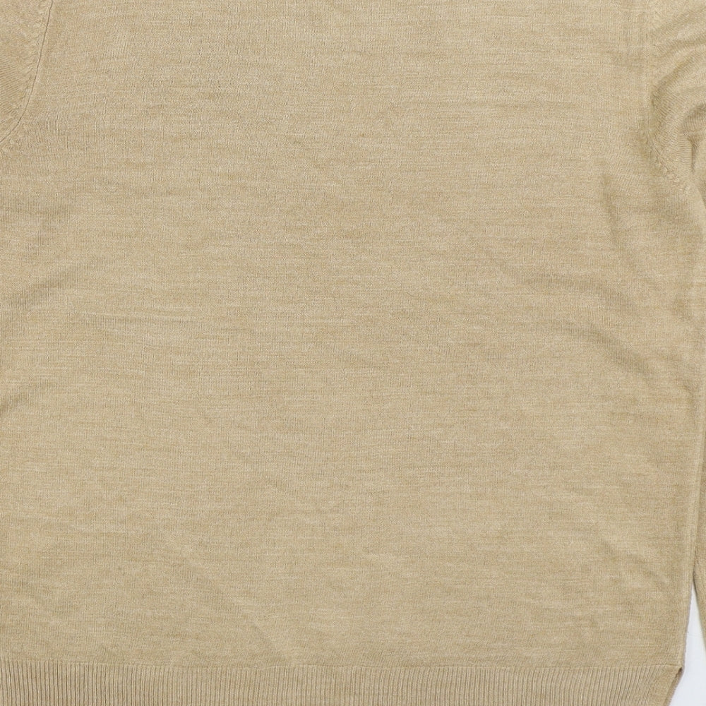 Marks & Spencer Womens Beige Round Neck Acrylic Pullover Jumper Size 14