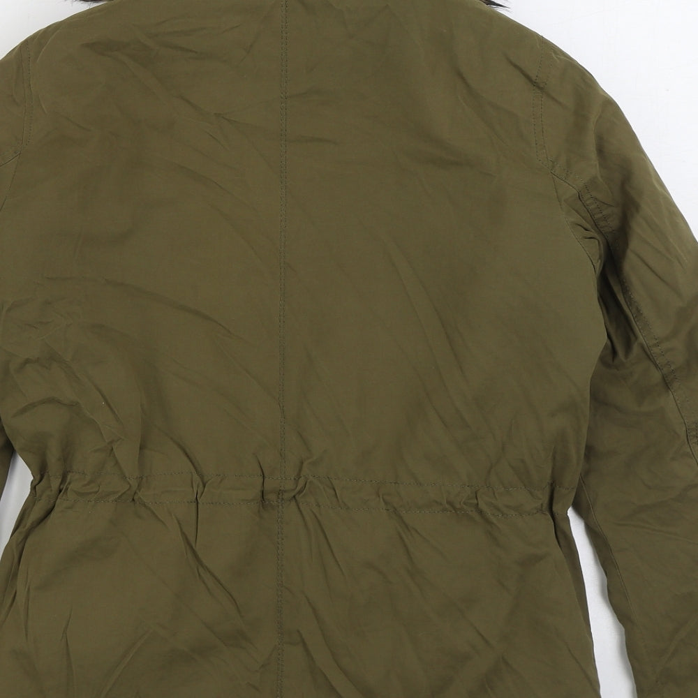 Papaya Womens Green Parka Coat Size 8 Zip