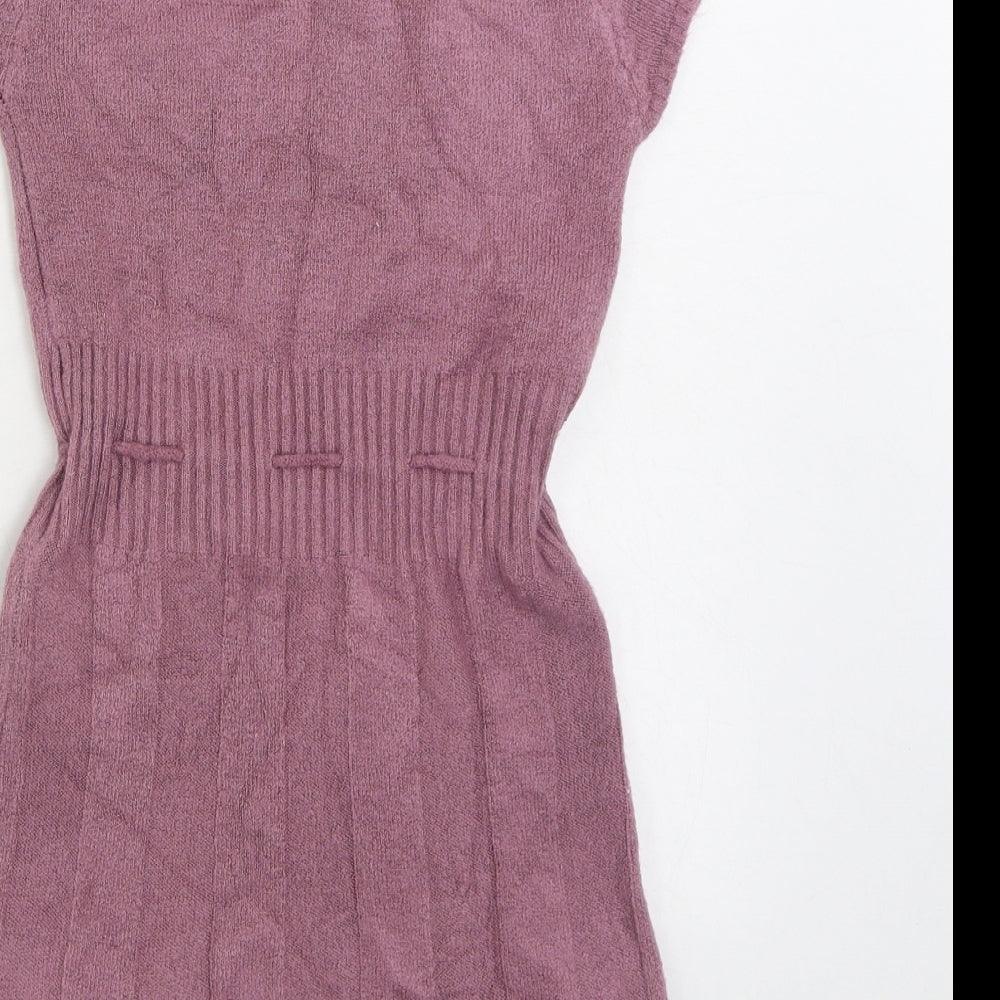 Busida Womens Purple V-Neck Polyester Pullover Jumper Size S