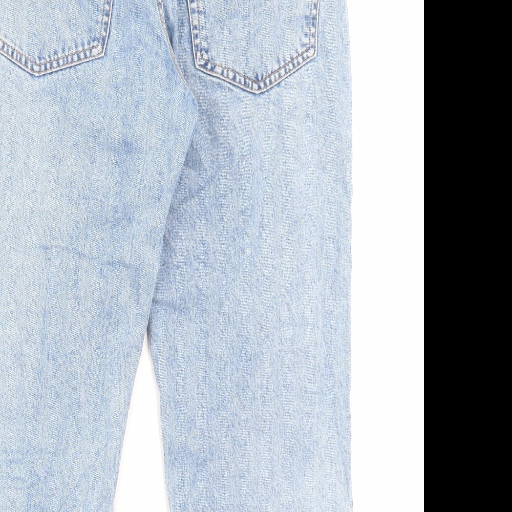 H&M Womens Blue Cotton Cropped Jeans Size 30 L21 in Regular Button