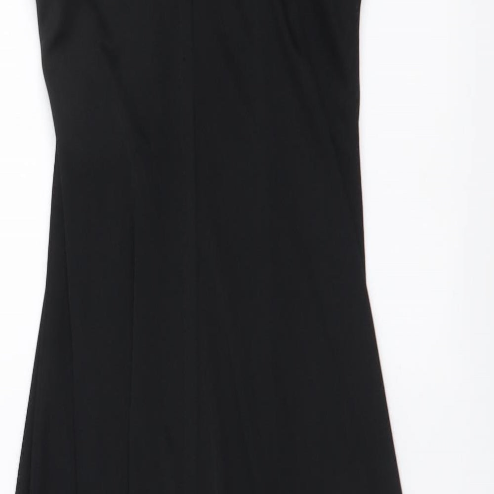 Shubette Womens Black Polyester A-Line Size 12 V-Neck Zip
