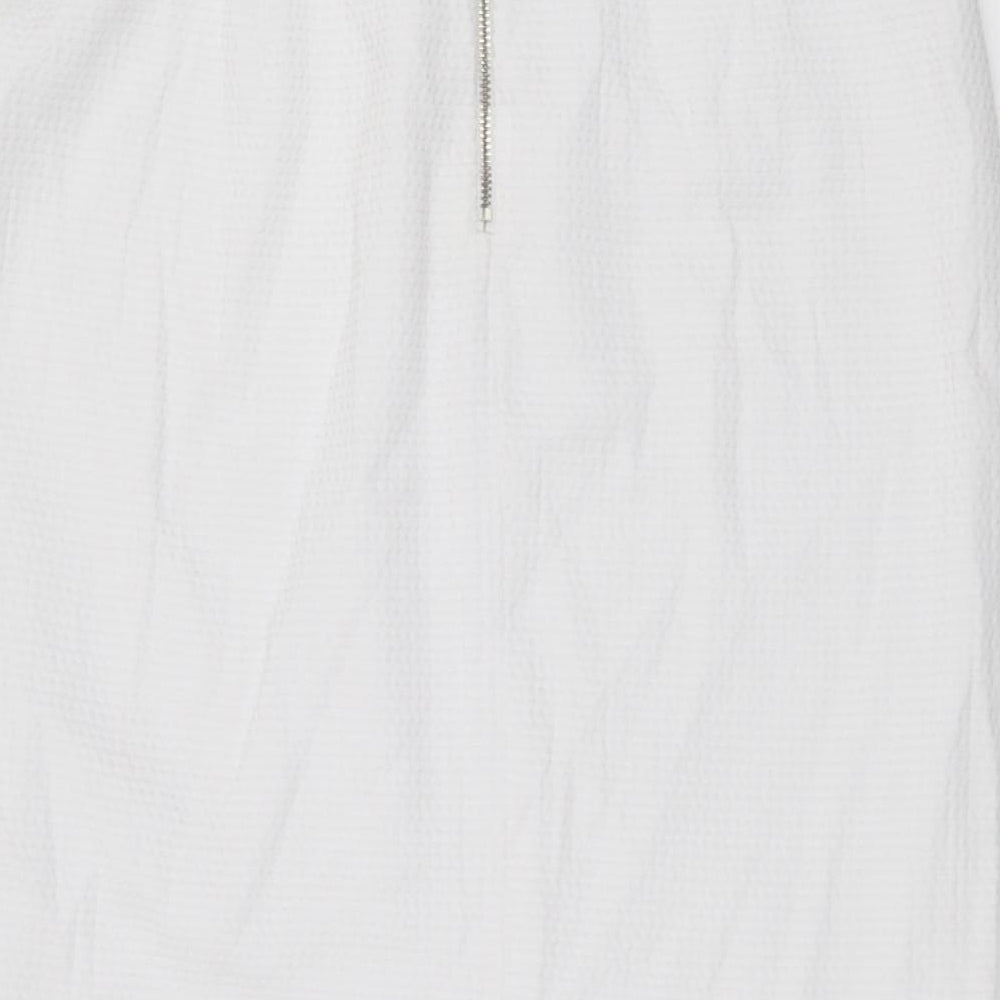 Marks & Spencer Womens White Polyester A-Line Skirt Size 30 in Zip