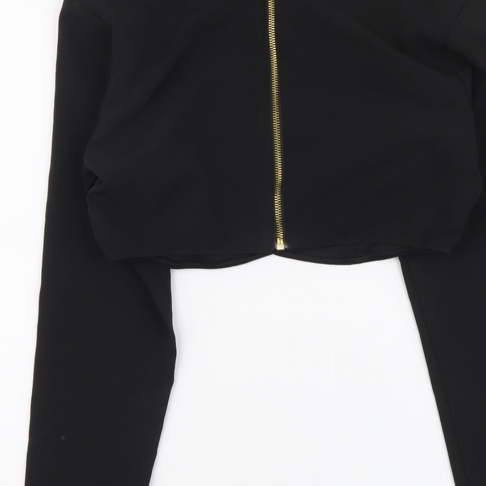 ASOS Womens Black Polyester Cropped Blouse Size 8 Round Neck