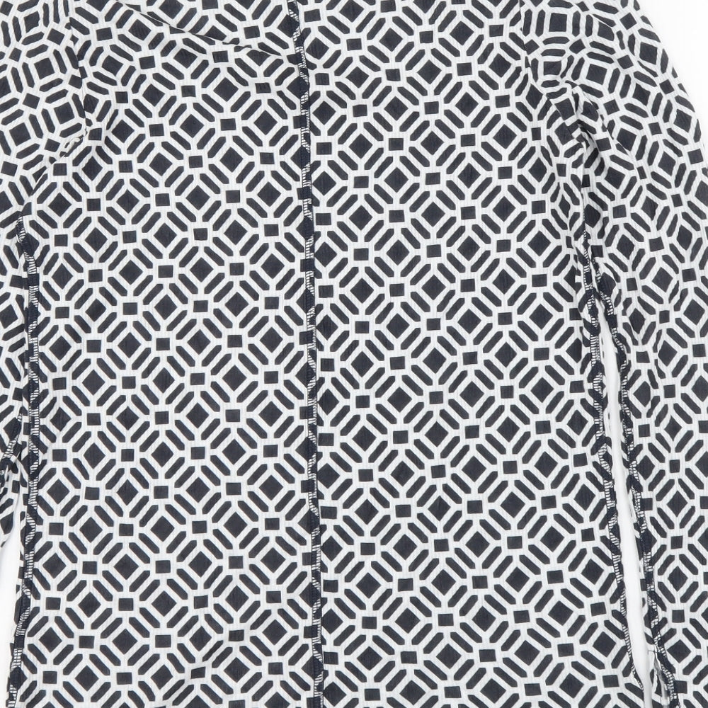 Marks & Spencer Womens Blue Geometric Lyocell Basic Blouse Size 12 Boat Neck