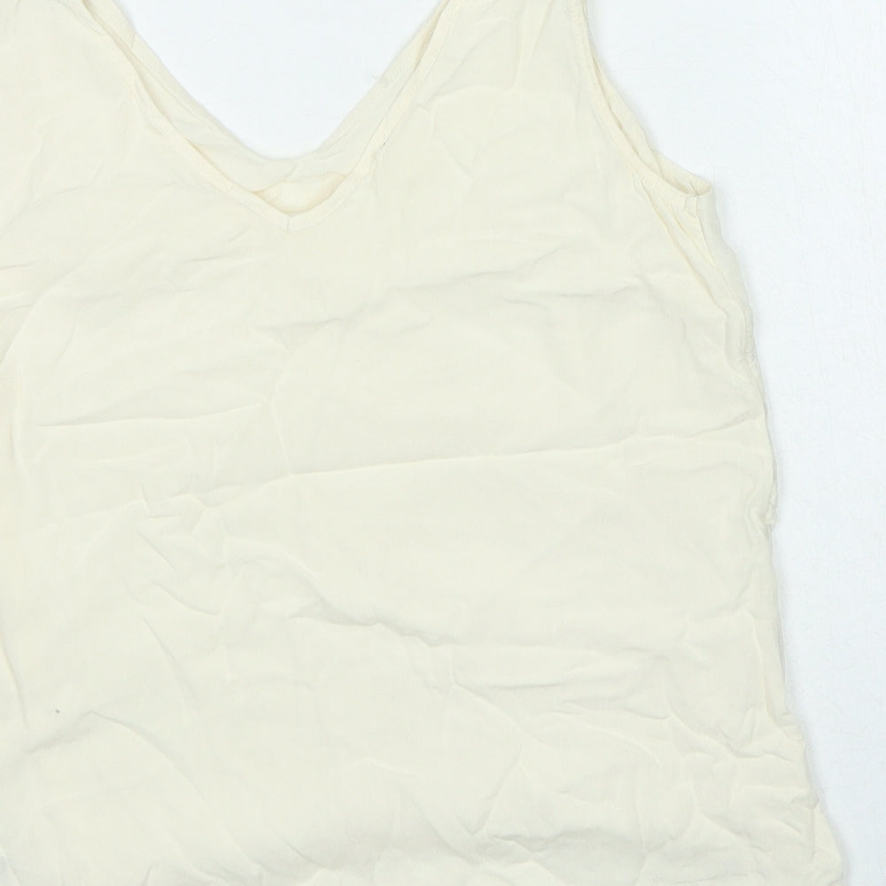Oasis Womens Ivory Polyester Basic Blouse Size 10 V-Neck