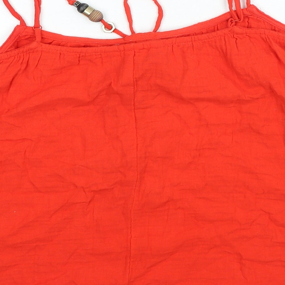 H&M Womens Red 100% Cotton Camisole Tank Size M Scoop Neck