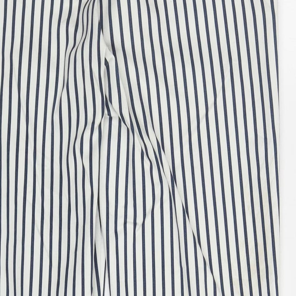 H&M Womens White Striped Cotton Carrot Trousers Size 8 L26.5 in Regular Zip