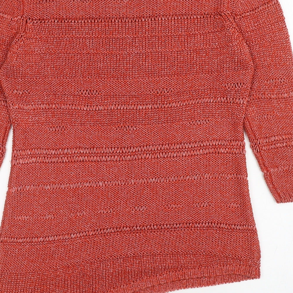 Per Una Womens Orange Boat Neck Acrylic Pullover Jumper Size 12