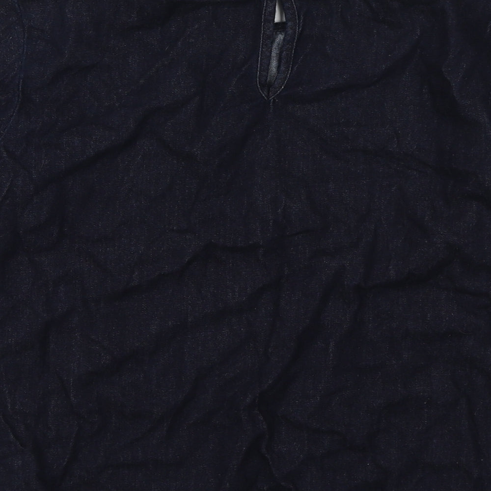 Missguided Womens Blue Cotton Basic Blouse Size 6 Round Neck