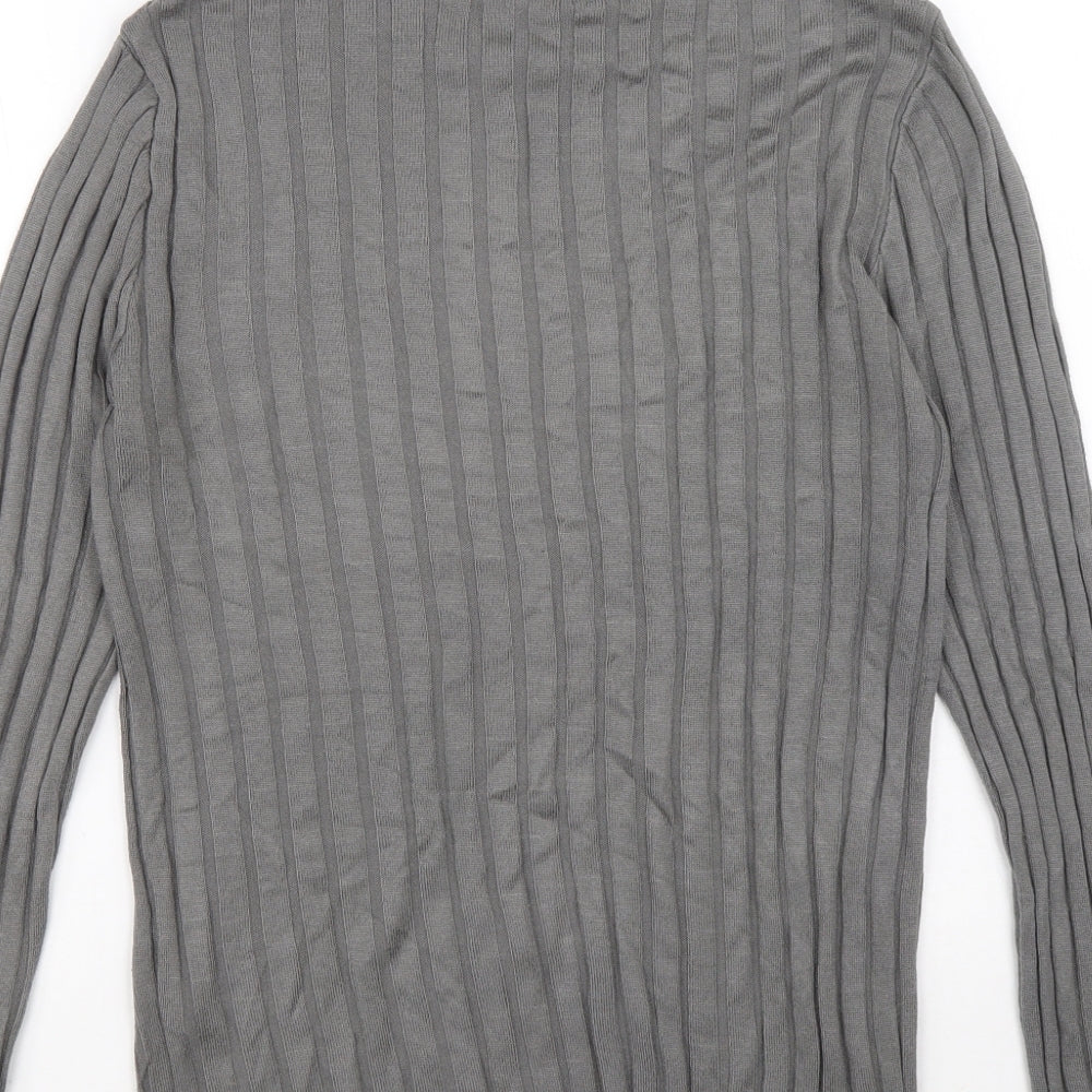 River Island Womens Grey Round Neck Viscose Pullover Jumper Size S - Ribbed fabric