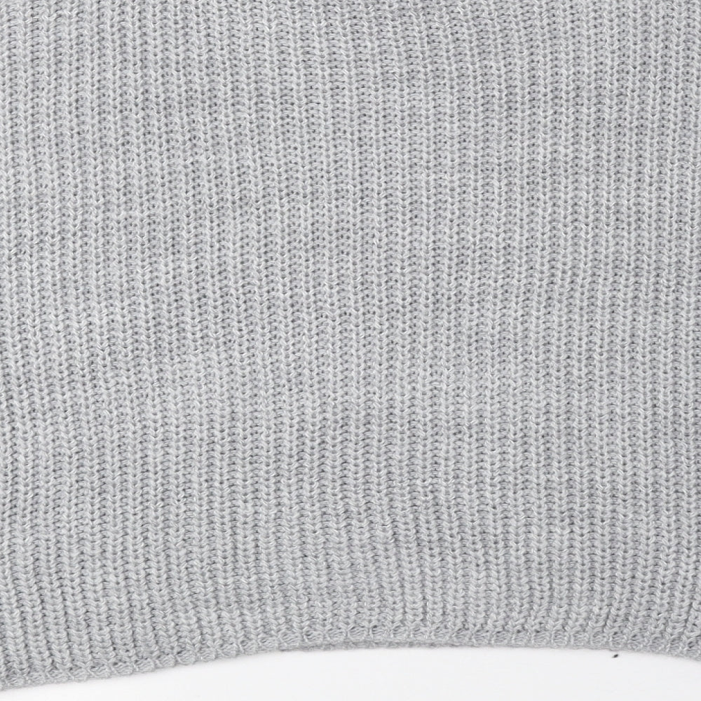 Boohoo Womens Grey Mock Neck Acrylic Pullover Jumper Size M