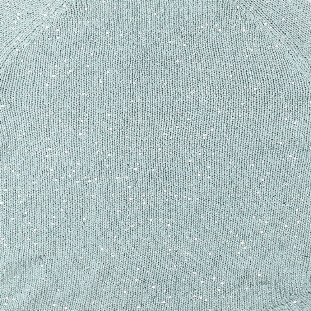 Marks & Spencer Womens Green Round Neck Cotton Pullover Jumper Size 10