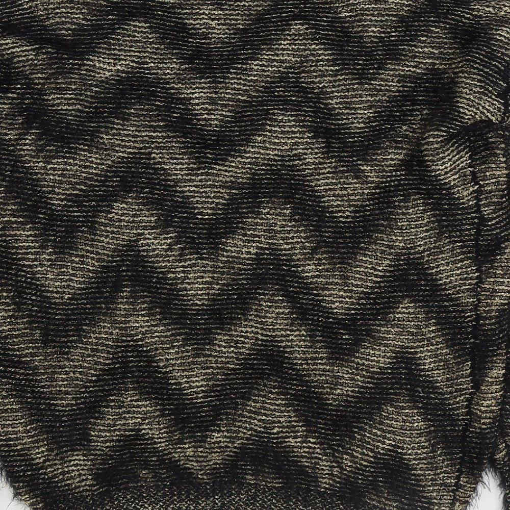 Frock Me Womens Black Round Neck Striped Polyester Pullover Jumper Size S