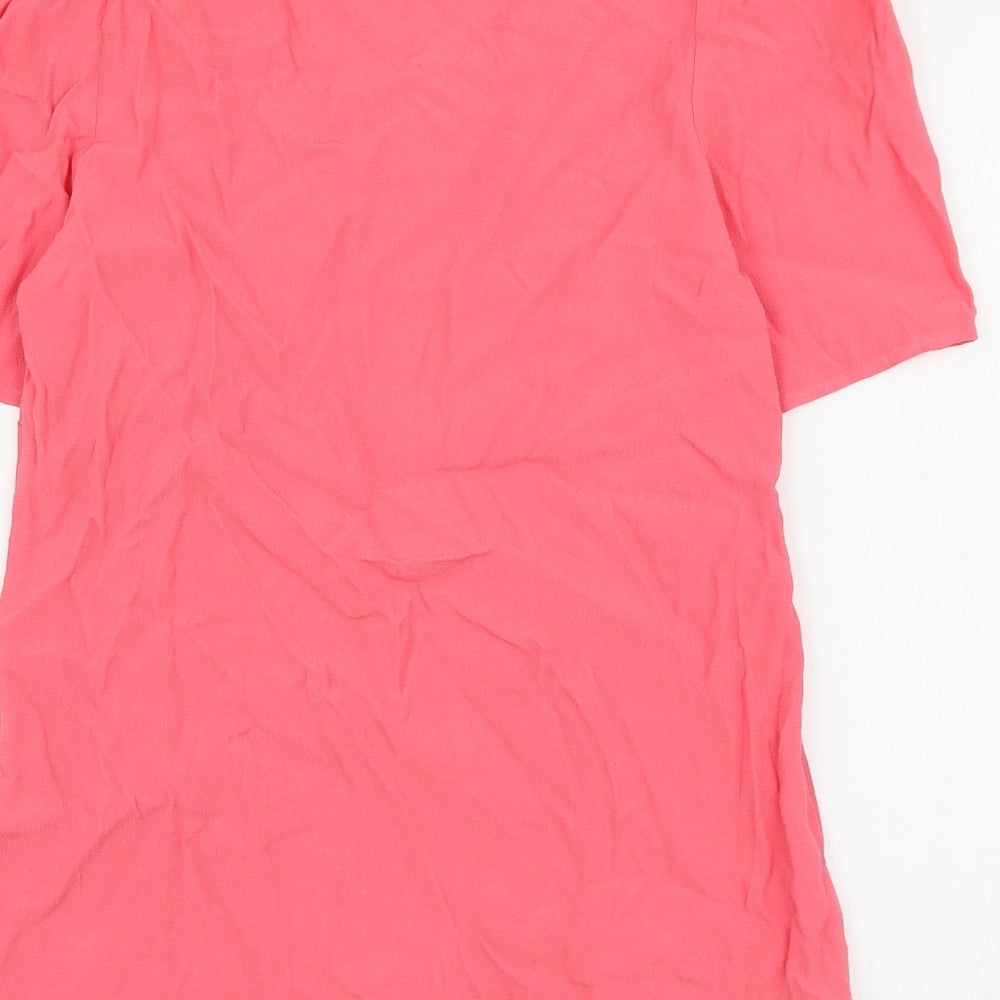 Marks & Spencer Womens Pink Viscose Basic Blouse Size 6 V-Neck