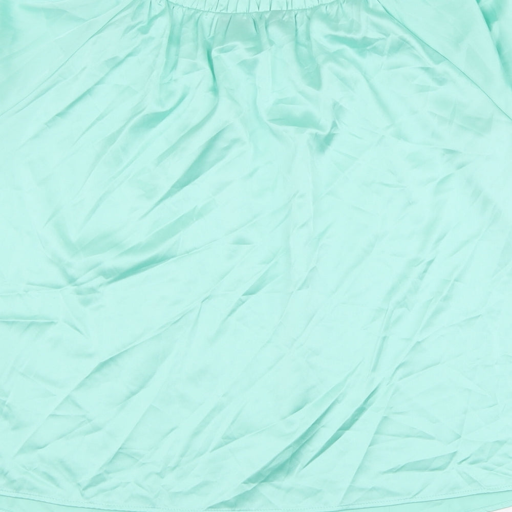Marks & Spencer Womens Green Polyester Basic Blouse Size 8 Boat Neck