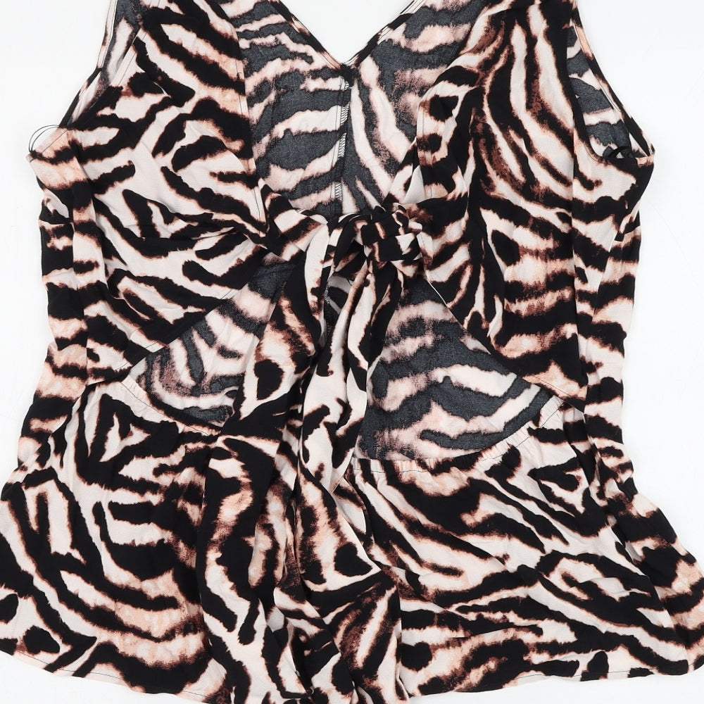 Marks & Spencer Womens Multicoloured Animal Print Viscose Basic Blouse Size 18 V-Neck - Zebra Print