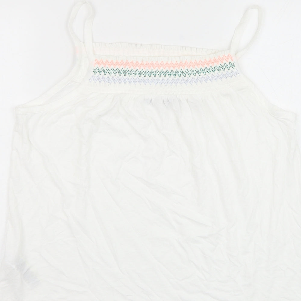 Marks & Spencer Womens White Cotton Camisole Tank Size 12 Square Neck