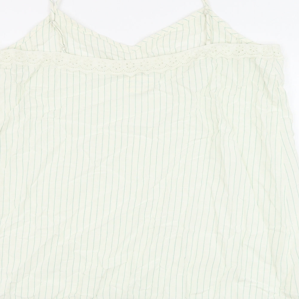 Marks & Spencer Womens White Striped Viscose Camisole Tank Size 20 V-Neck
