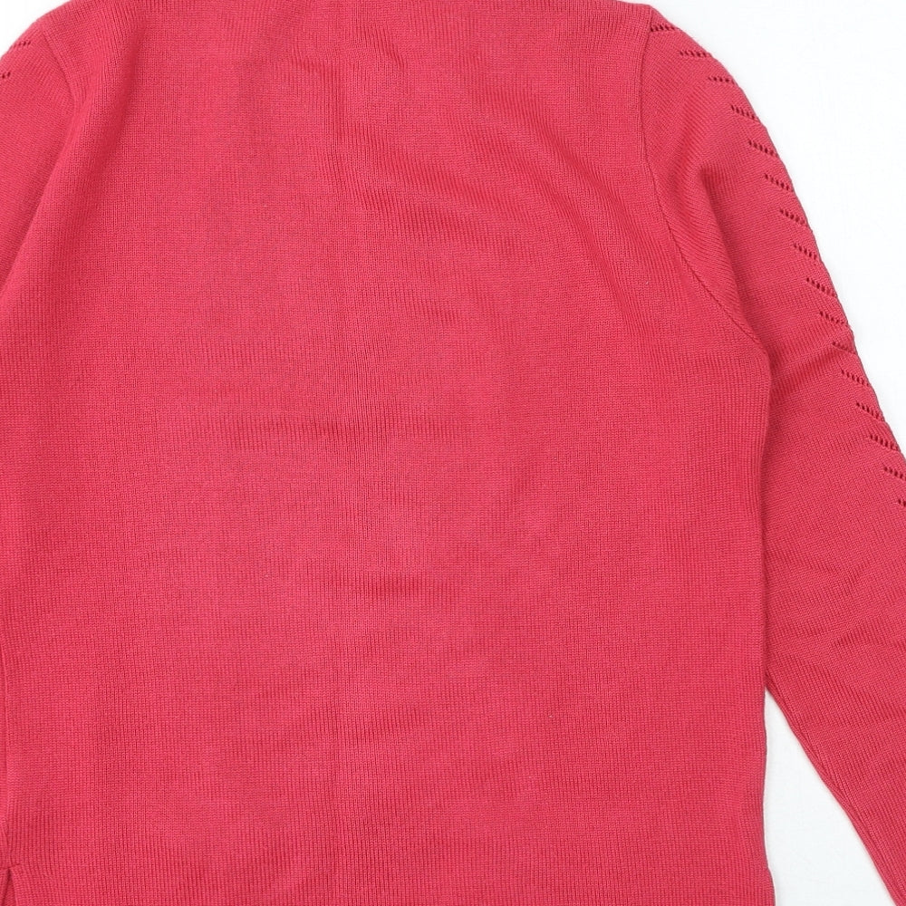 Preworn Womens Pink Crew Neck Acrylic Pullover Jumper Size M