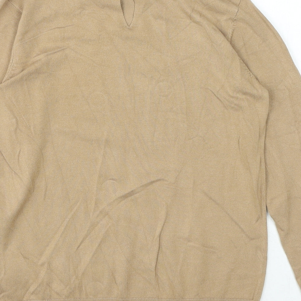 Dorothy Perkins Womens Beige Collared Polka Dot Viscose Pullover Jumper Size 8