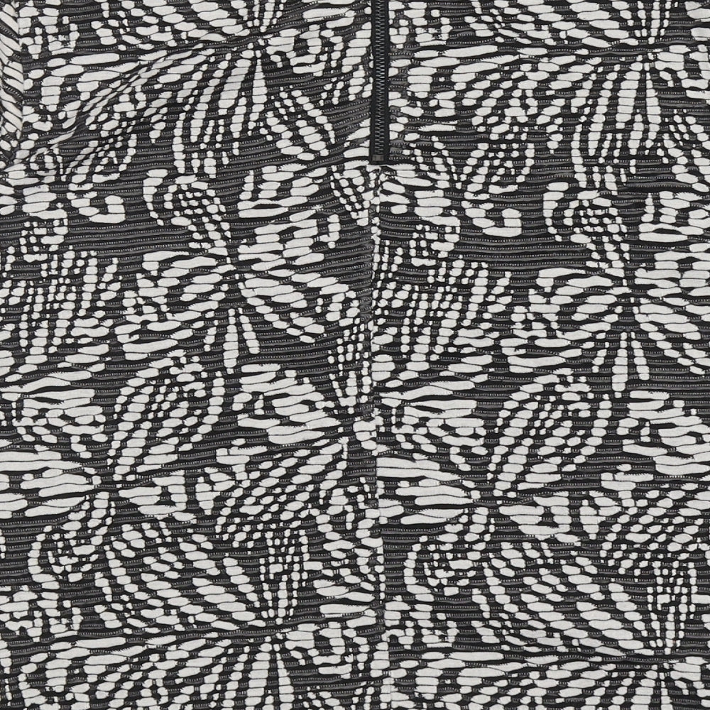 Principles Womens Black Floral Viscose Basic Blouse Size 12 Boat Neck
