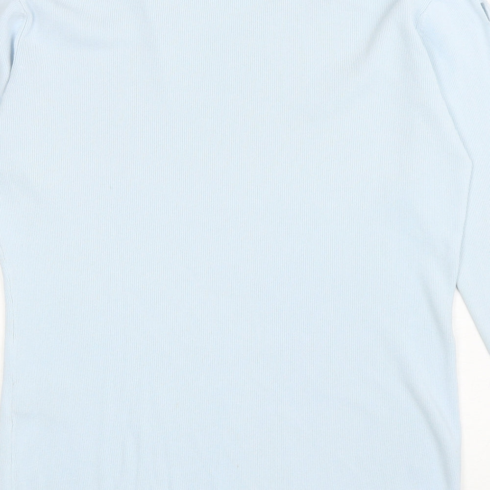 Roman Womens Blue Viscose Basic T-Shirt Size S Round Neck - Cut out sleeves