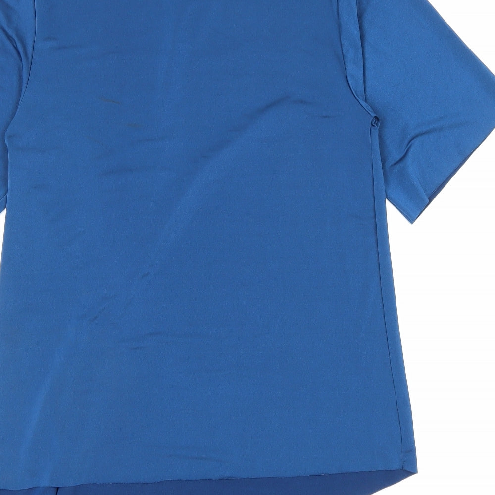 Marks & Spencer Womens Blue Polyester Basic T-Shirt Size 8 Round Neck