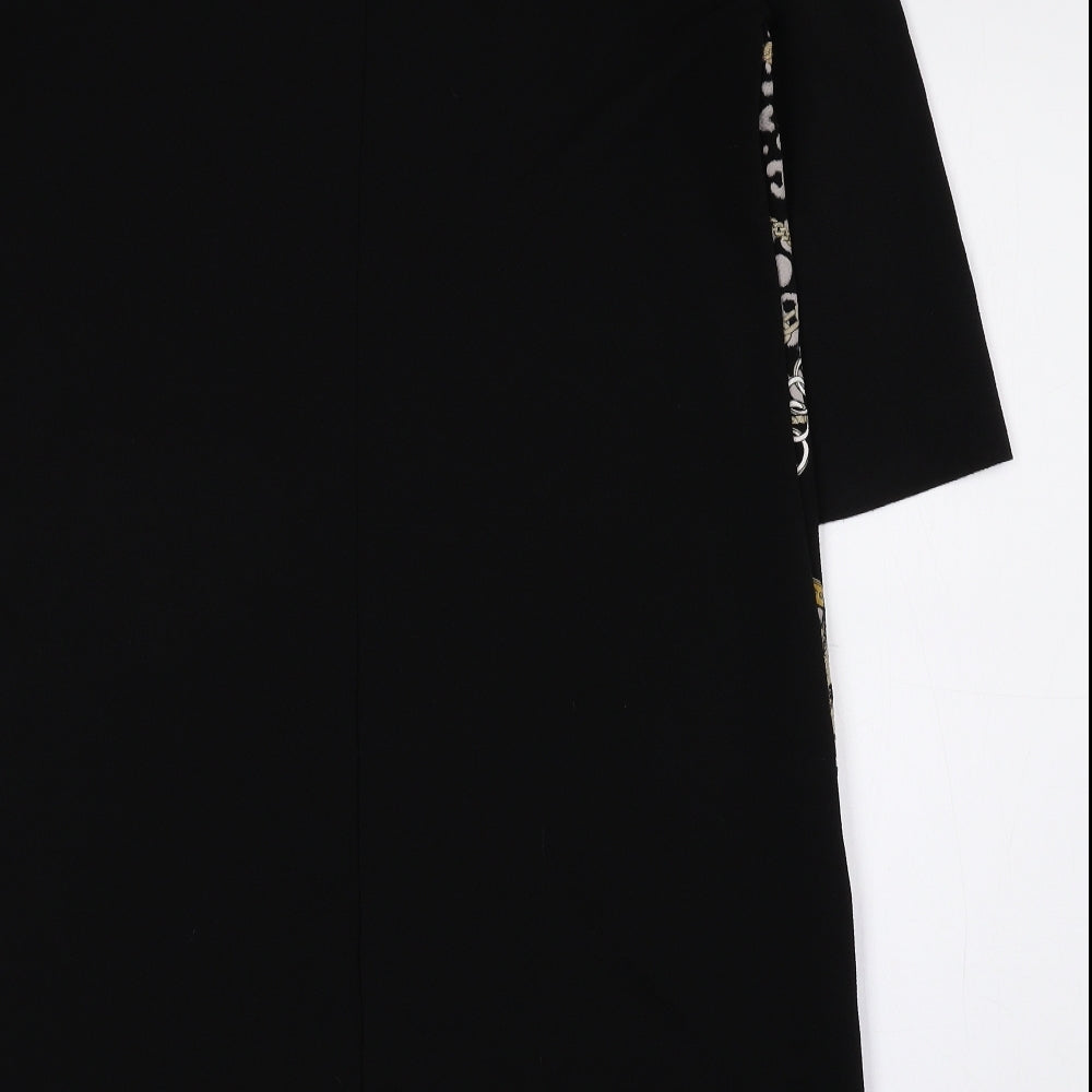 Zara Womens Black Geometric Polyester A-Line Size M Round Neck Pullover