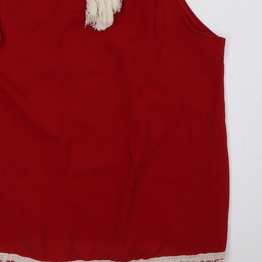 OVERMAL Womens Red Polyester Basic Tank Size S Halter - Lace Detail