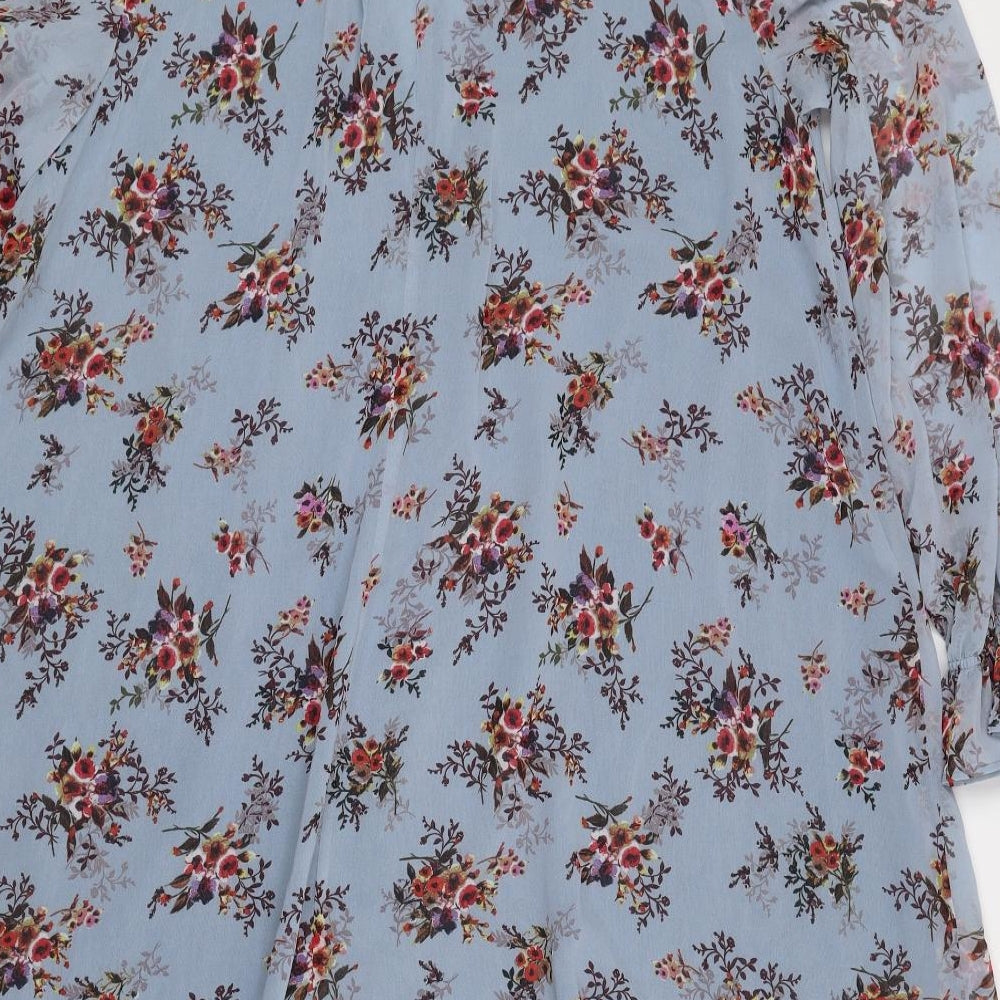 Limited Edition Womens Blue Floral Polyester A-Line Size 10 Round Neck Tie