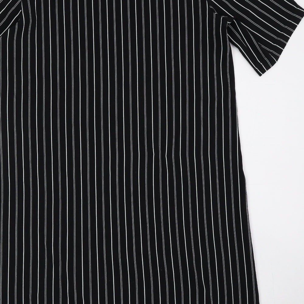 Monki Womens Black Striped Polyester T-Shirt Dress Size S Round Neck Pullover