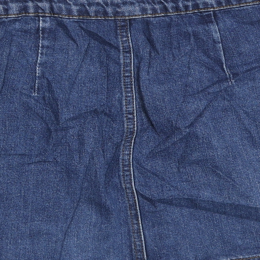 Topshop Womens Blue Cotton A-Line Skirt Size 26 in Button