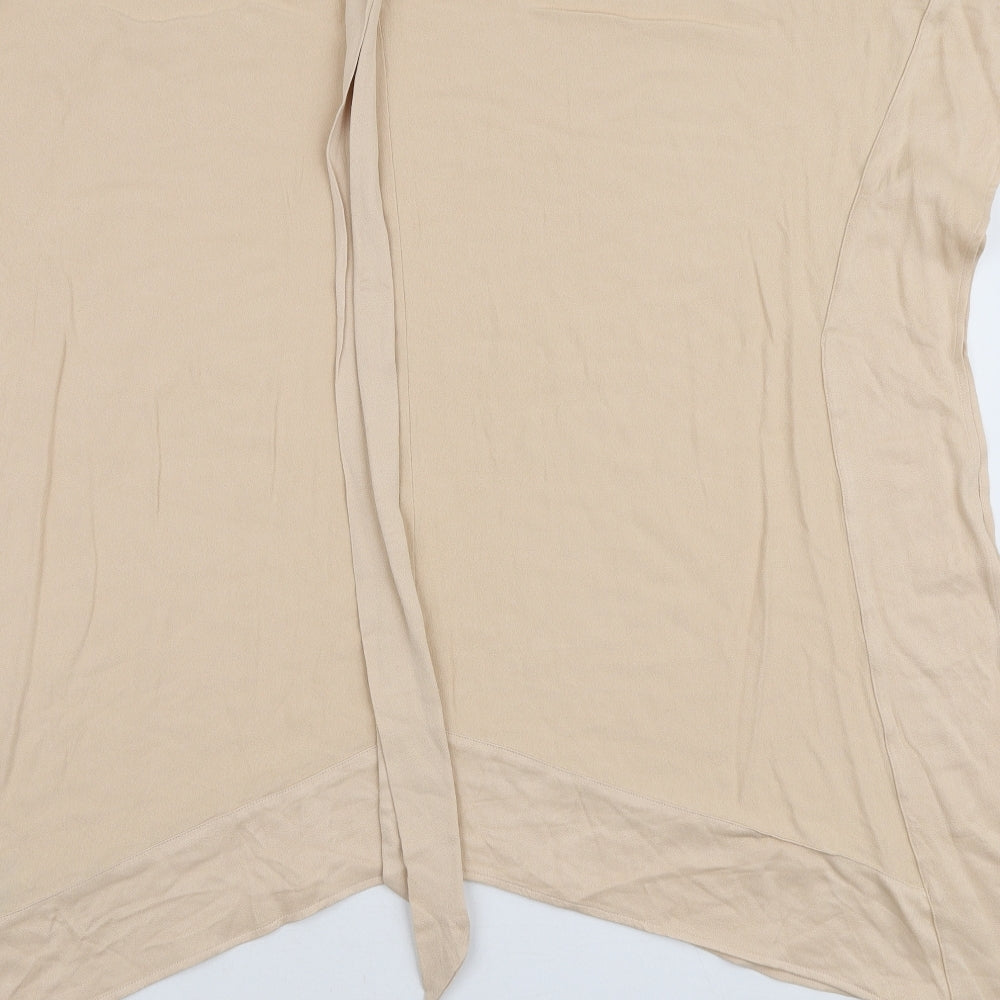H&M Womens Beige Viscose Tunic Blouse Size XS High Neck
