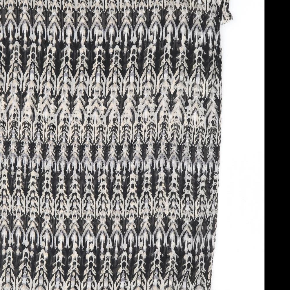 H&M Womens Black Geometric Polyester Shift Size 10 Scoop Neck Pullover