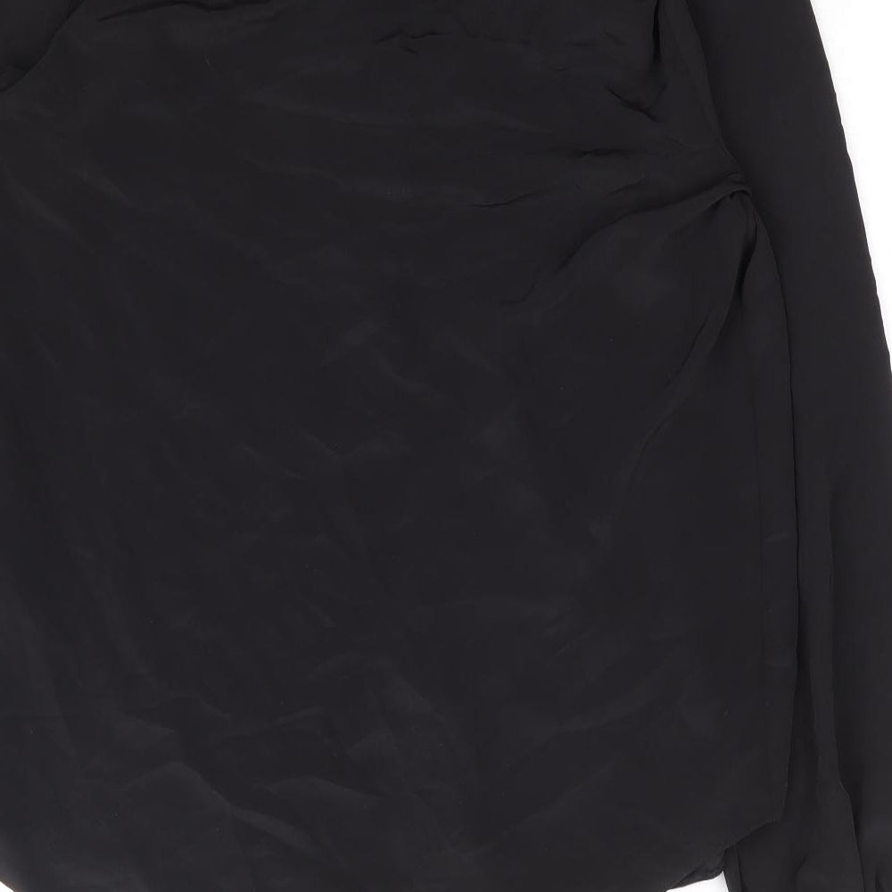 Wallis Womens Black Polyester Basic Blouse Size 8 V-Neck