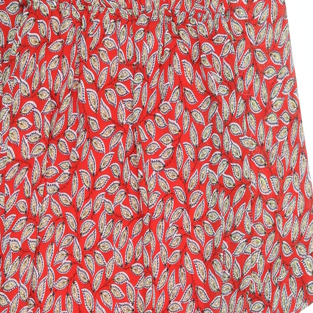 Sheilay Womens Red Floral Polyester Fit & Flare Size S Round Neck Tie
