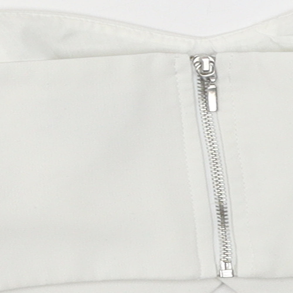 Topshop Womens White Polyester Cropped Blouse Size 8 Off the Shoulder