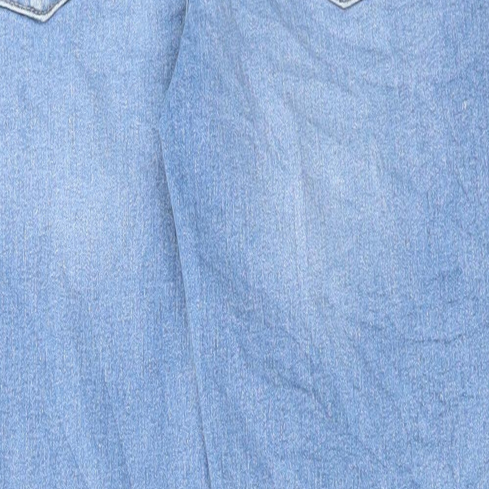 Marks & Spencer Womens Blue Cotton Skinny Jeans Size 28 in L27 in Regular Button