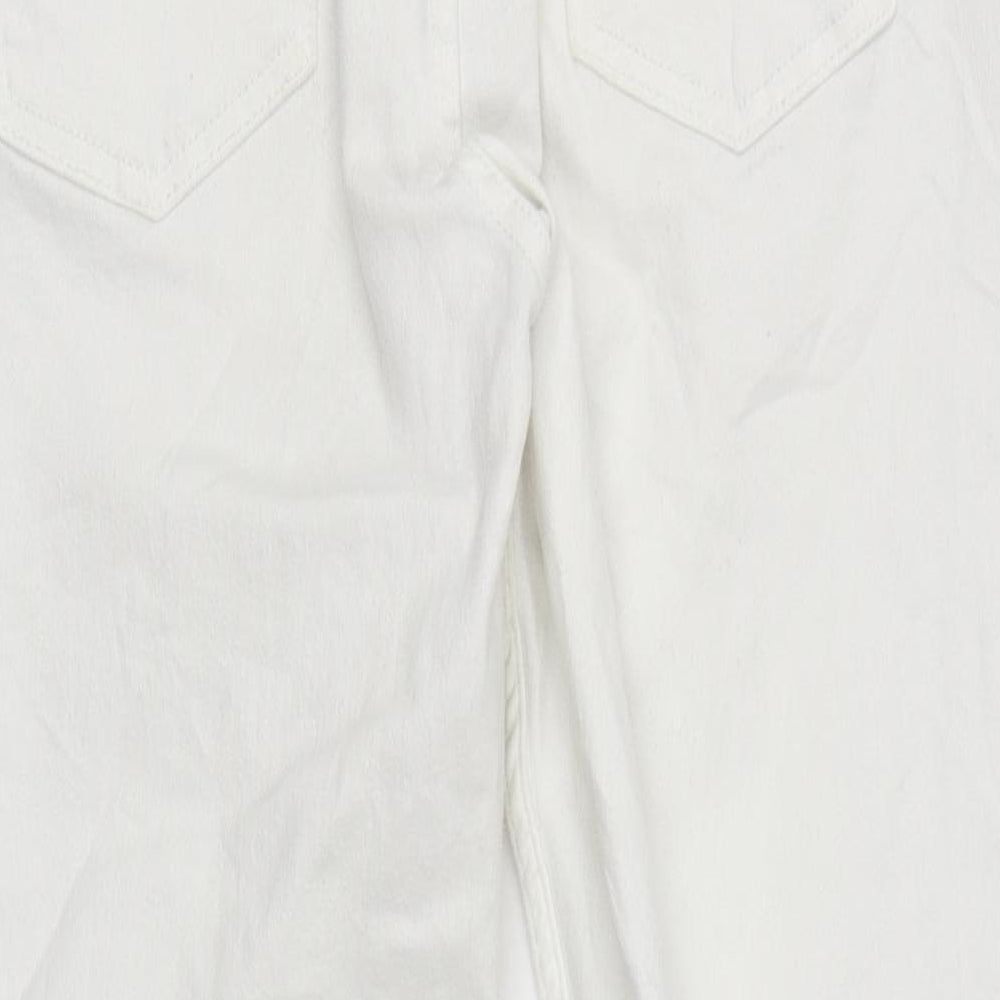 Marks & Spencer Womens White Cotton Skinny Jeans Size 12 L25 in Regular Zip