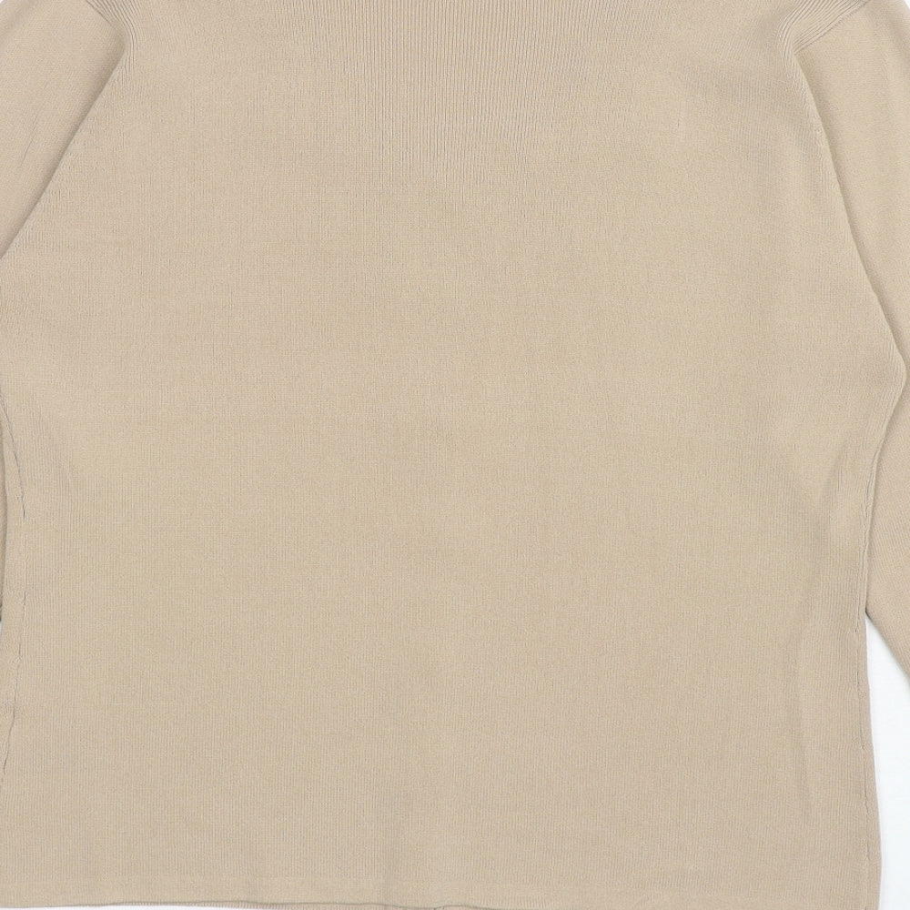 Reflect Womens Beige V-Neck Viscose Cardigan Jumper Size M