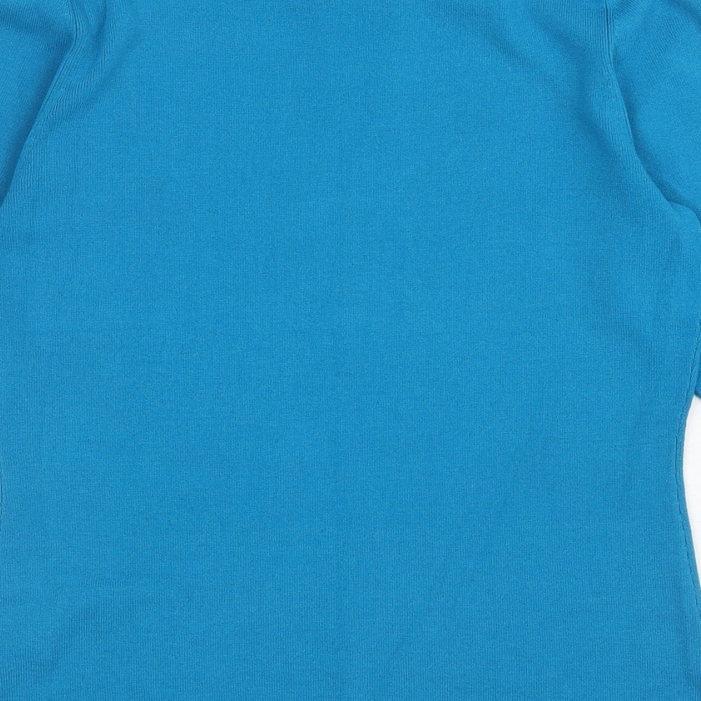 For Women Womens Blue Round Neck Viscose Pullover Jumper Size 16 - Cut out arms
