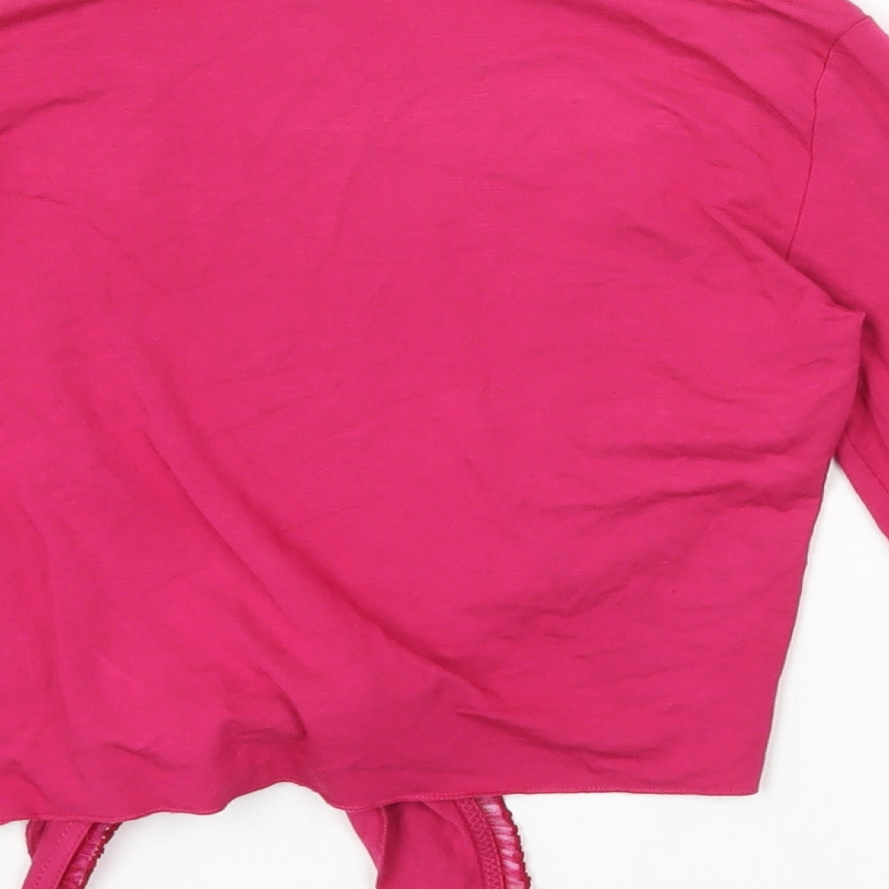 Phase Eight Womens Pink Viscose Cropped Blouse Size 8 Scoop Neck - Tie Front
