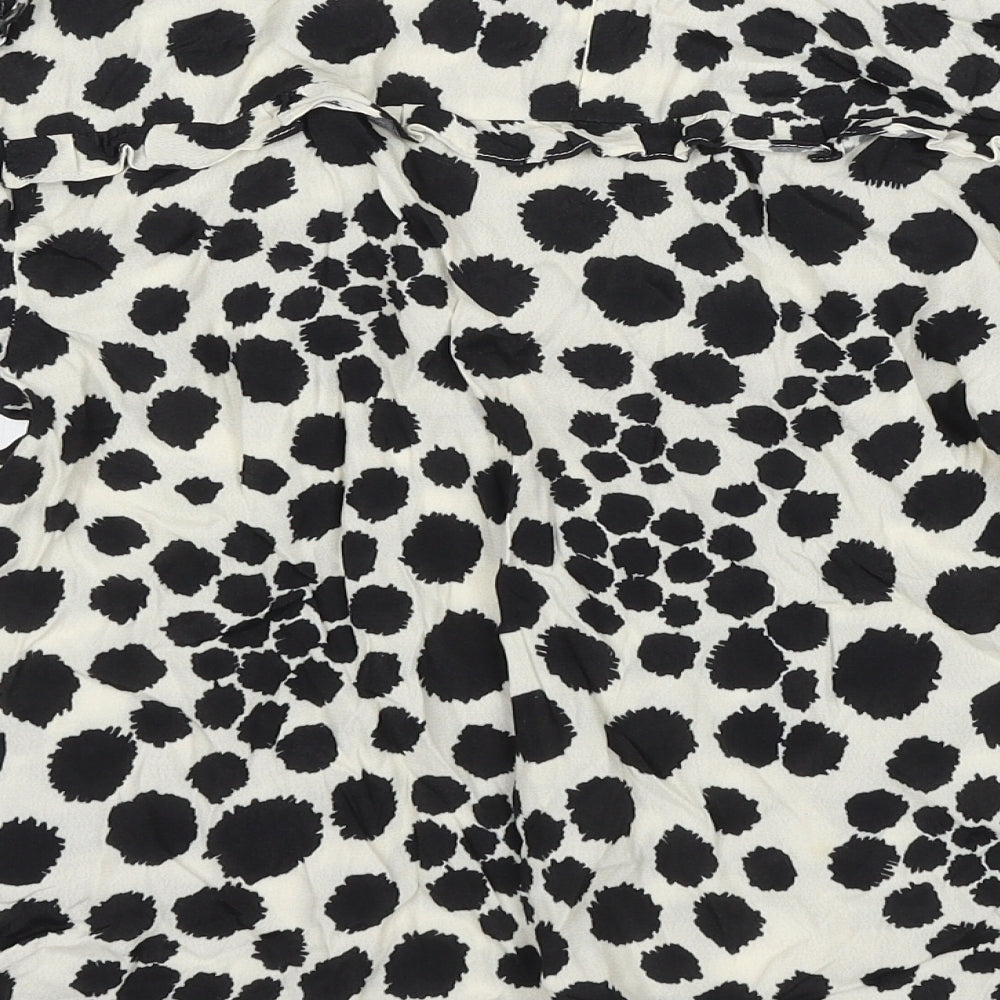 NEXT Womens Ivory Polka Dot Viscose Basic Blouse Size 10 Round Neck
