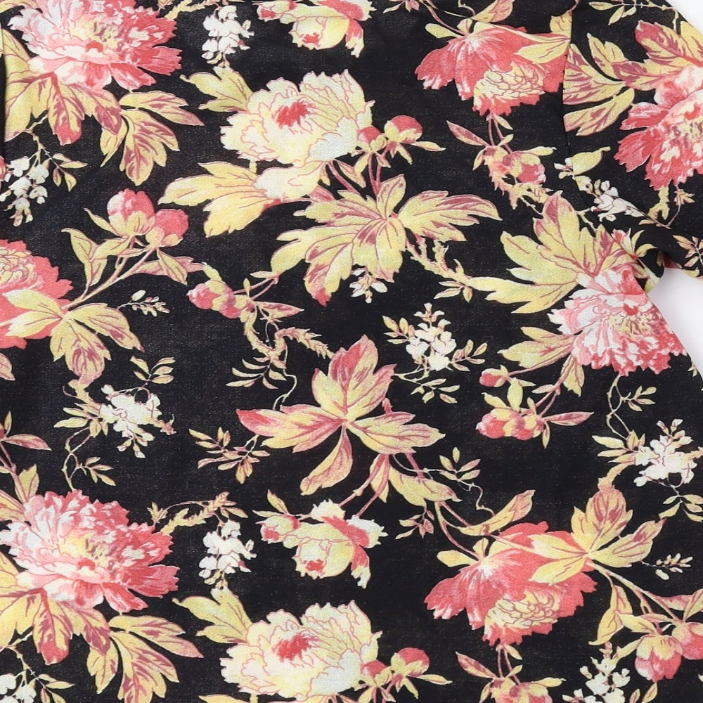Topshop Womens Multicoloured Floral Polyester Basic Blouse Size 10 Round Neck