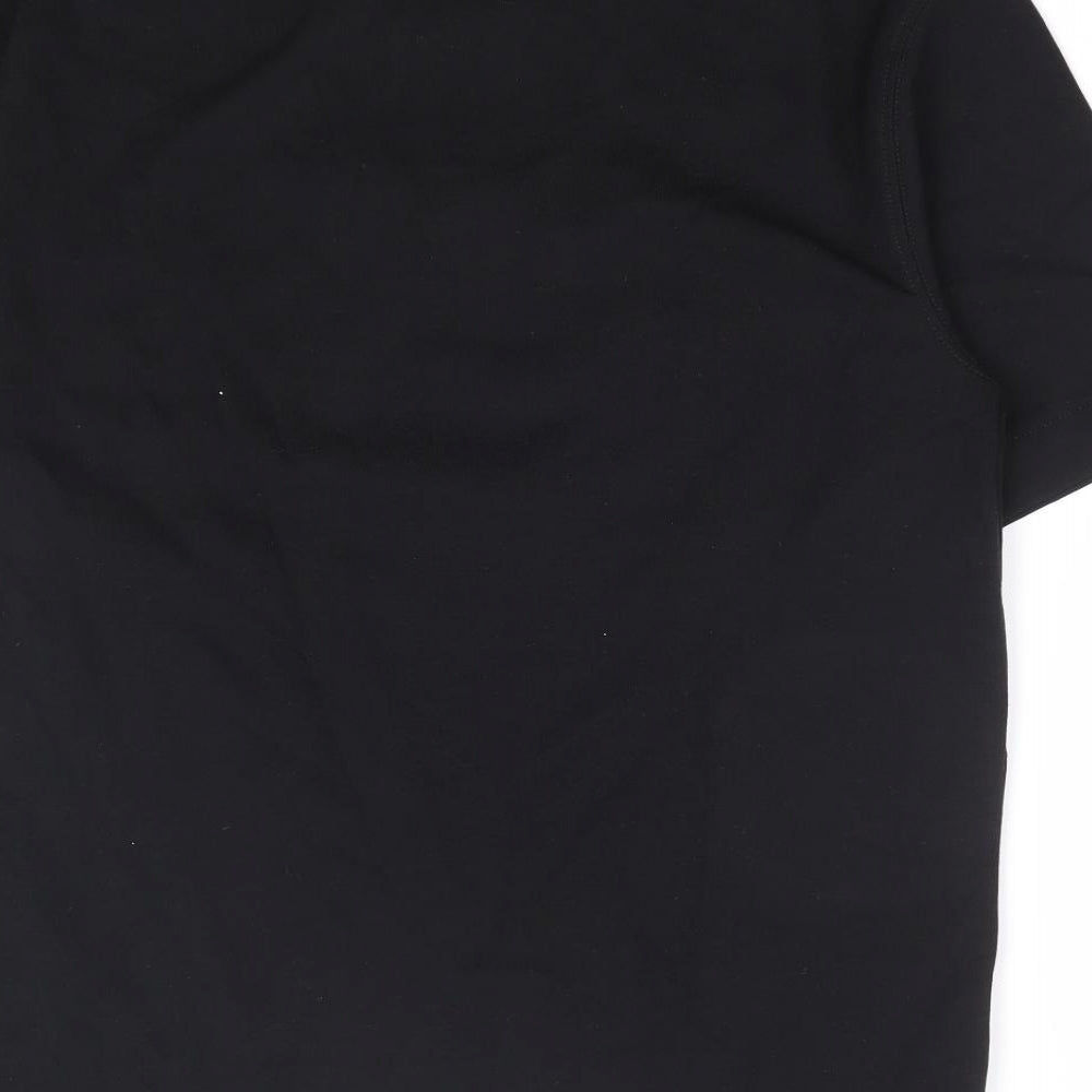 Zara Womens Black Cotton Basic T-Shirt Size M Mock Neck