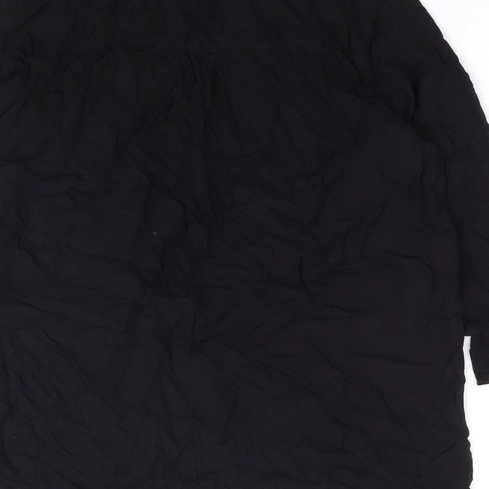 H&M Womens Black Viscose Basic Blouse Size 8 V-Neck