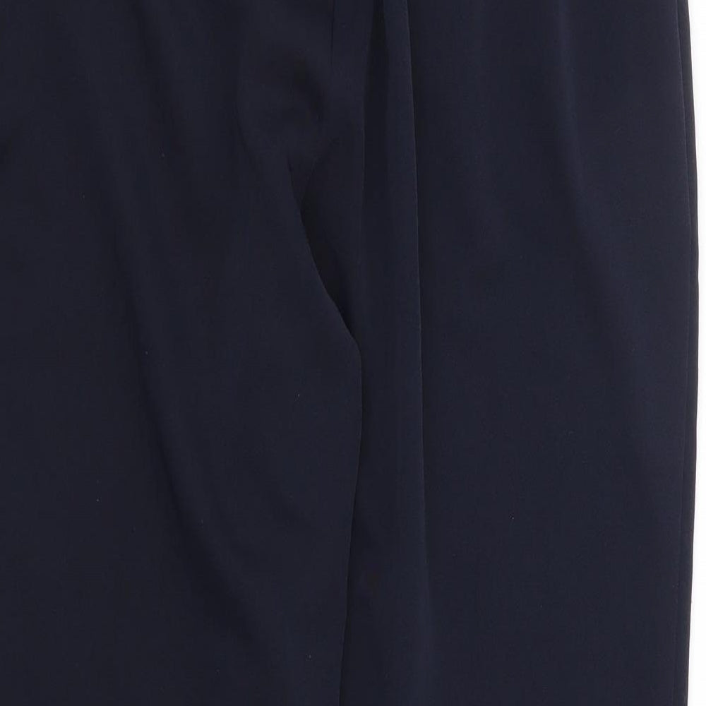 Afibel Womens Blue Polyester Cropped Trousers Size 14 L22 in Regular - Butterfly